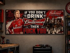 Budweiser ￼Beer Vinyl Banner sign signs mancave shop garage Dorm Decor picture