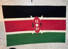 Vintage 1950’s 60’s KENYA Country Flag Wool 4 x 6 AFRICA Tribal Shield 43” x 66” picture