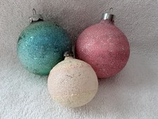 Vintage Franke Shiny Brite Mica Sugar Coated Iced Glass Christmas Ornaments picture
