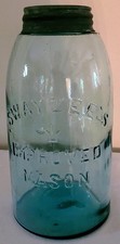 1895-1906 SWAYZEE'S (fleur-de-lis) IMPROVED MASON HG Aqua jar - Error on P picture