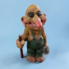 VTG NyForm Old Man With A Stick Troll From Norway Handmade 1960s Bald Estate picture