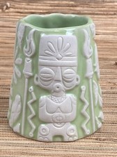 Volcano Village Tiki Mug Tiki Farm Mookie Sato Green Glaze 4.5