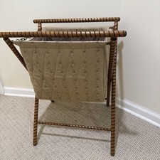 Vintage Ellen Originals Folding Knitting Basket Wood Frame picture