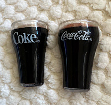 Coca-Cola 1993 Soda Theme Advertising Glass Magnets Set of 2 Black/White picture