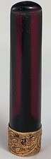 Antique Cherry Red Amber Faturan Bakelite Cigarette Cheroot Holder w/Gold Ring picture