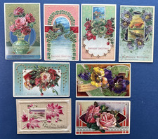 Birthday 8 Antique Postcards Mixture. EMB, Gold. Homes. Flowers. PUBL: B&S. picture