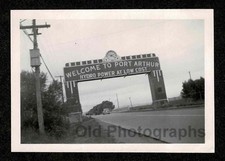 WELCOME TO PORT ARTHUR ARCH/SIGN w/CLOCK  OLD/VINTAGE PHOTO-H235 picture