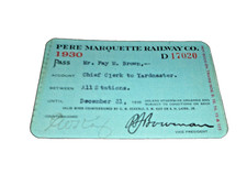 1930 PERE MARQUETTE RAILWAY EMPLOYEE PASS # 17020 picture