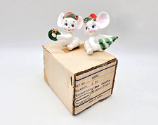 2 VINTAGE CHRISTMAS NAPCO MICE CANDLE CLIMBERS/HUGGERS #9894 W/ORIGINAL BOX EXC. picture