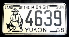 Vintage 1968 Yukon Midnight Sun License Plate 4639 Single Survivor picture