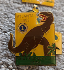 LOT OF 13 VINTAGE LIONS CLUB PINS 1980s - TEXAS UTAH MARYLAND DINOSAUR RARE picture