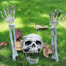 Realistic Halloween Skeleton Stakes Decorations, 3Pcs Groundbreakers Skull Head picture
