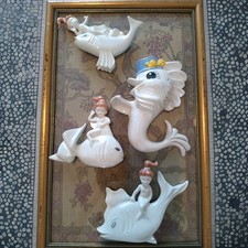 Arnels Mermaid Fish Vintage Bathroom Wall Art Collection Lot  picture