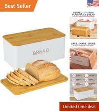 Compact 8.3L Bread Storage Box with Bamboo Cutting Board Lid - Hand Wash Only picture