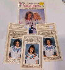 Vintage Easy Iron On Patterns Transfers Floral 3 Patterns And 1 Book Of Floral picture