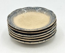 Antique French Terre De Fer Ironstone Butter Pats Set of 6 TOASTY Crazed HTF picture