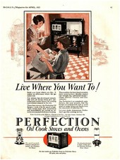 1925 Perfection Oil Range Vintage Print Ad Live Where You Want To picture