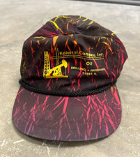 Vintage 90s Knierim Company, Inc. Gas & Oil Advertising Hat Black Red Yellow picture