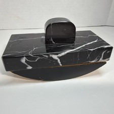 Antique Black W/ White Veins Marble Deco Ink Blotter Desk Accessory Beautiful picture
