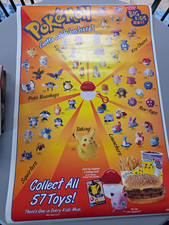 Lot of 4 1999 Pokemon Burger King Big Kids Meal Posters Vintage Nintendo Pikachu picture