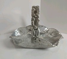 Vintage Rodney Kent Handmade Hammered Aluminum Tulip Candy Nut Trinket Basket picture