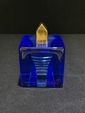 Kosta Boda Fortress Cube with Hidden Stairs Blue Gold Bertil Vallien Art Glass picture