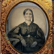 Rare 1860s Tintype 1/6 Plate Mourning Shaker Widow Identified Hand Tinted KY picture
