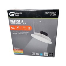 Commercial Electric 6in LED Retrofit Recessed Trim Adjustable CCT Dimmable White picture