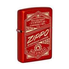 Zippo Pocket Lighter Metallic Red It Works Design Brass Material Windproof 48620 picture