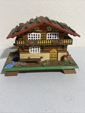 Vintage Wooden Swiss Chalet House Music Trinket Box Wegisserlied Works Read picture