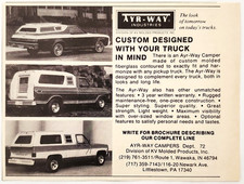 1976 Ayr Way Campers Custom Fit Advertisement Vintage Camping Pennsylvania picture