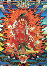 Hayagriva Thangka Printed on natural canvas, 17in picture