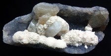 STUNNING OKENITE BALLS W/ CALCITE & APOPHLYLITE CRYSTALS IN AMETHYST MATRIX GEOD picture