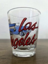Vintage Los Angeles California Shot Glass Classic Blue Car Surfboard Barware picture