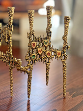 Stunning 1970s Wainberg of Israel Brutalist-Style Hanukkah Brass Folding Menorah picture
