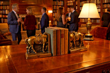 Antique Verona Cast Iron Horse Bookends Bronzed Finish Grazing Horses c1920s picture