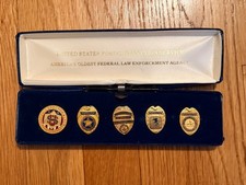 Vintage USPS Postal Inspection Service MINI Badge Pin Set of 5 in Box picture