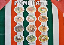 ITALY VINTAGE ITALIAN DISHES FIRST COURSES GREEN RED COTTON  APRON picture
