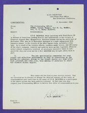 Original WW2 1943 U.S. Navy Commendation Letter - U.S.S. Denver (CL-58) picture