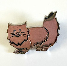 Vintage Kathleen’s Kittens Silver Tone Persian Cat Brooch Pin R/6 Signed picture