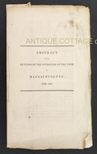 1837 antique OVERSEERS OF THE POOR of MASSACHUSETTS history returns abstract picture