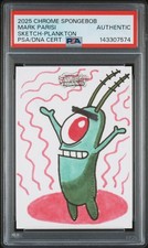 2025 Topps Spongebob Squarepants Sketch Plankton Signed By Artist #1/1 PSA Auth. picture