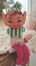 Vintage Japan Pixie Elf Knee Hugger Pink W/ Japan Paper Label Pointy Ears Nose picture
