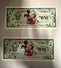 2000 Series Disney Dollars  $1 Uncirculated Consecutive Lot of 2 Series A picture