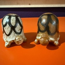 Counterpoint Japan Turtle Salt Pepper Shakers Ceramic Speckled Tortoise Set picture