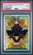 2024 Topps Chrome Marvel Spider-Man Refractor PSA 9 Mint POP 109 picture