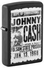 Zippo Johnny Cash Folsom Prison Design Black Matte Color Image 46490 picture