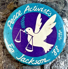 1988 Peace Activists for Jesse Jackson Presidential Campaign Pinback Button Pin picture