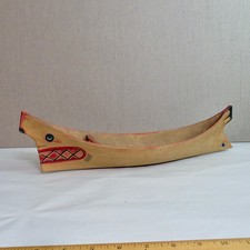 ANTIQUE NORTHWEST COAST HAIDA CARVED PAINTED CEDAR CANOE picture