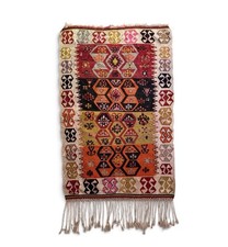 Vintage Turkish Kilim Rug 3x5 Handwoven Wool Flatweave Boho 57x37 Colorful picture